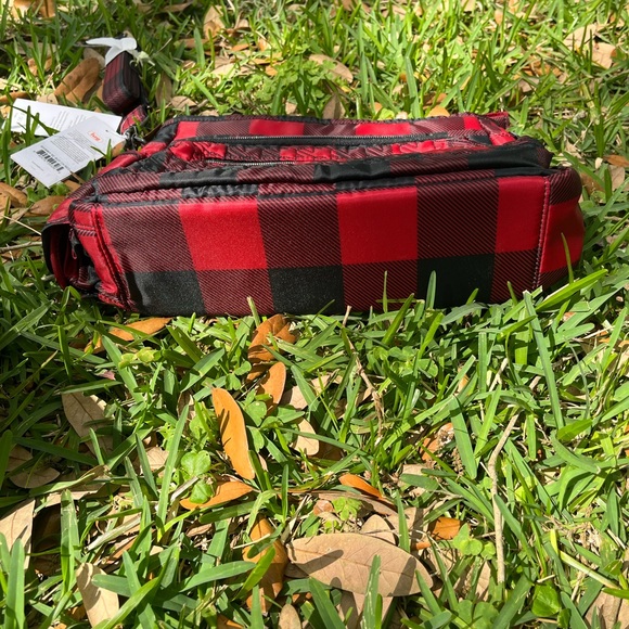 NWT Lug Shimmy Red Black Buffalo Checkered Shoulder Purse with Adjustable Straps - Picture 10 of 12